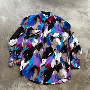 Vintage 90's Roper Western wear brush popper pattern button up dress shirt